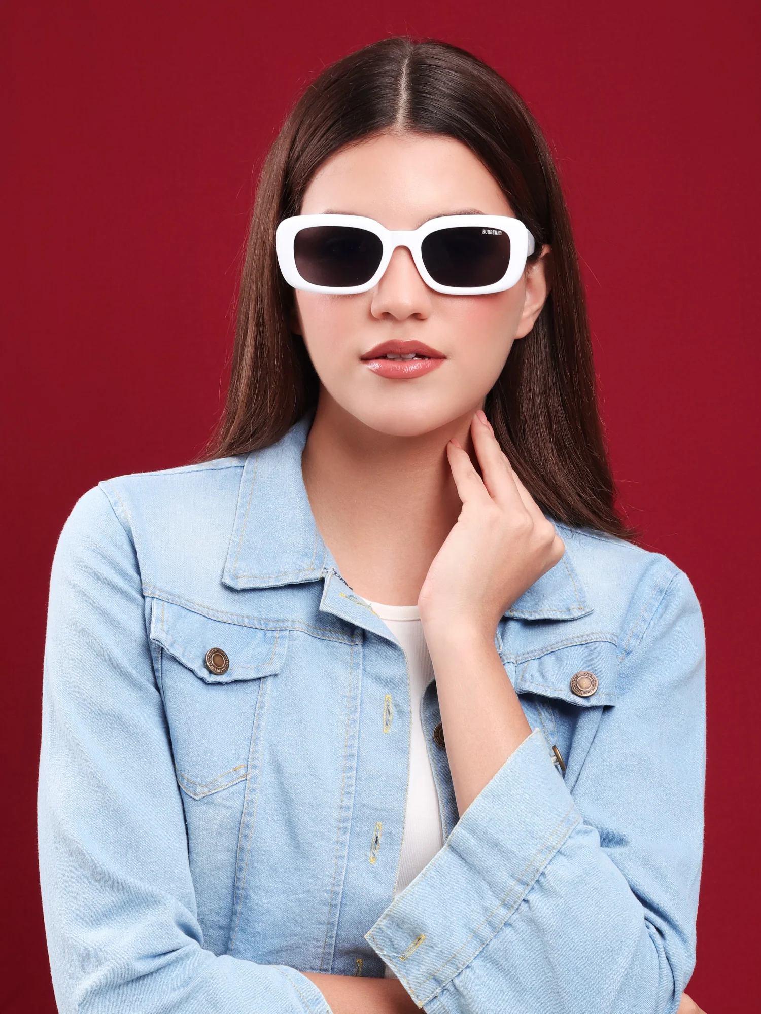 Arctic White Rectangular Sunglasses by Burberry - Image 6