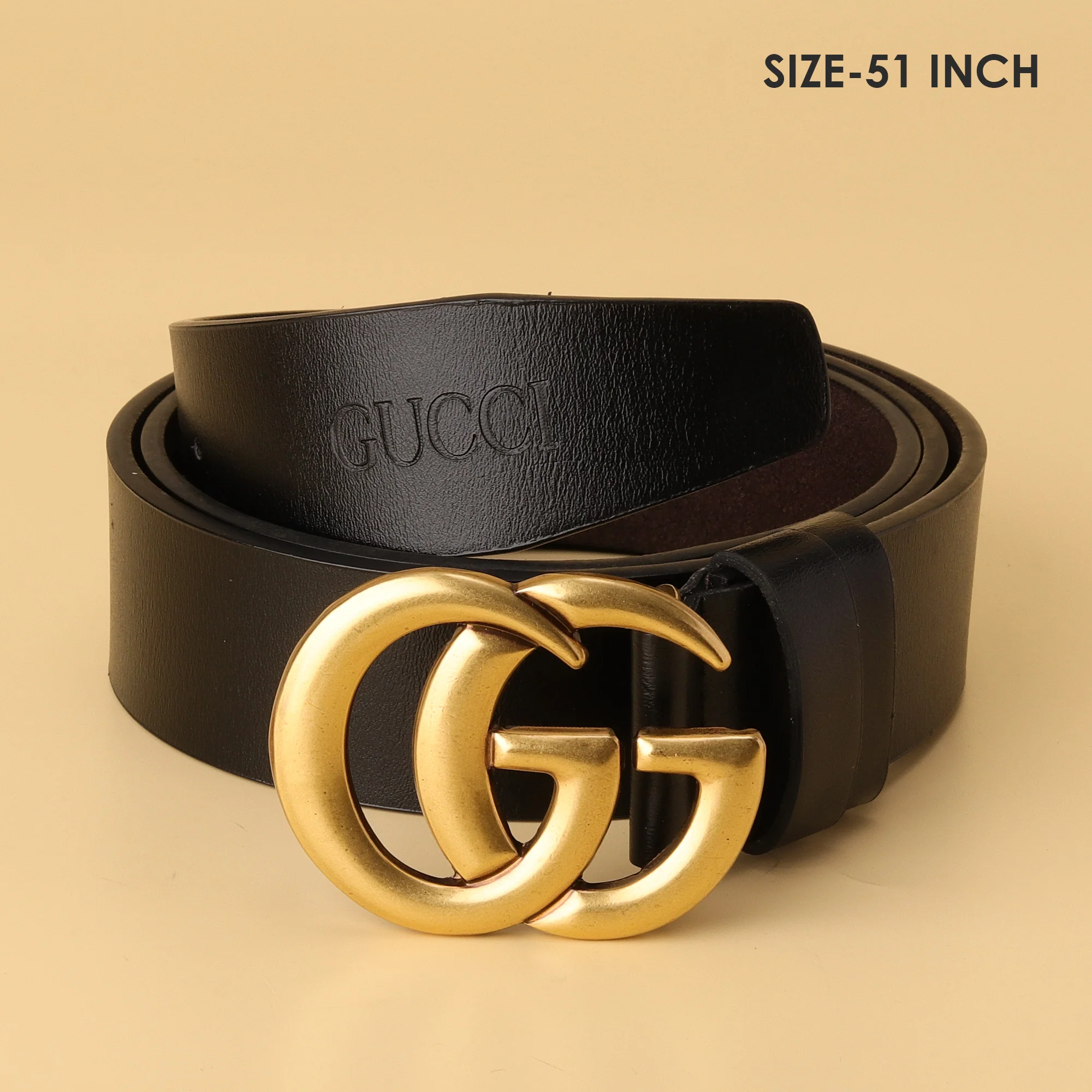 Black Leather Belt with Iconic Double G Buckle - Image 3