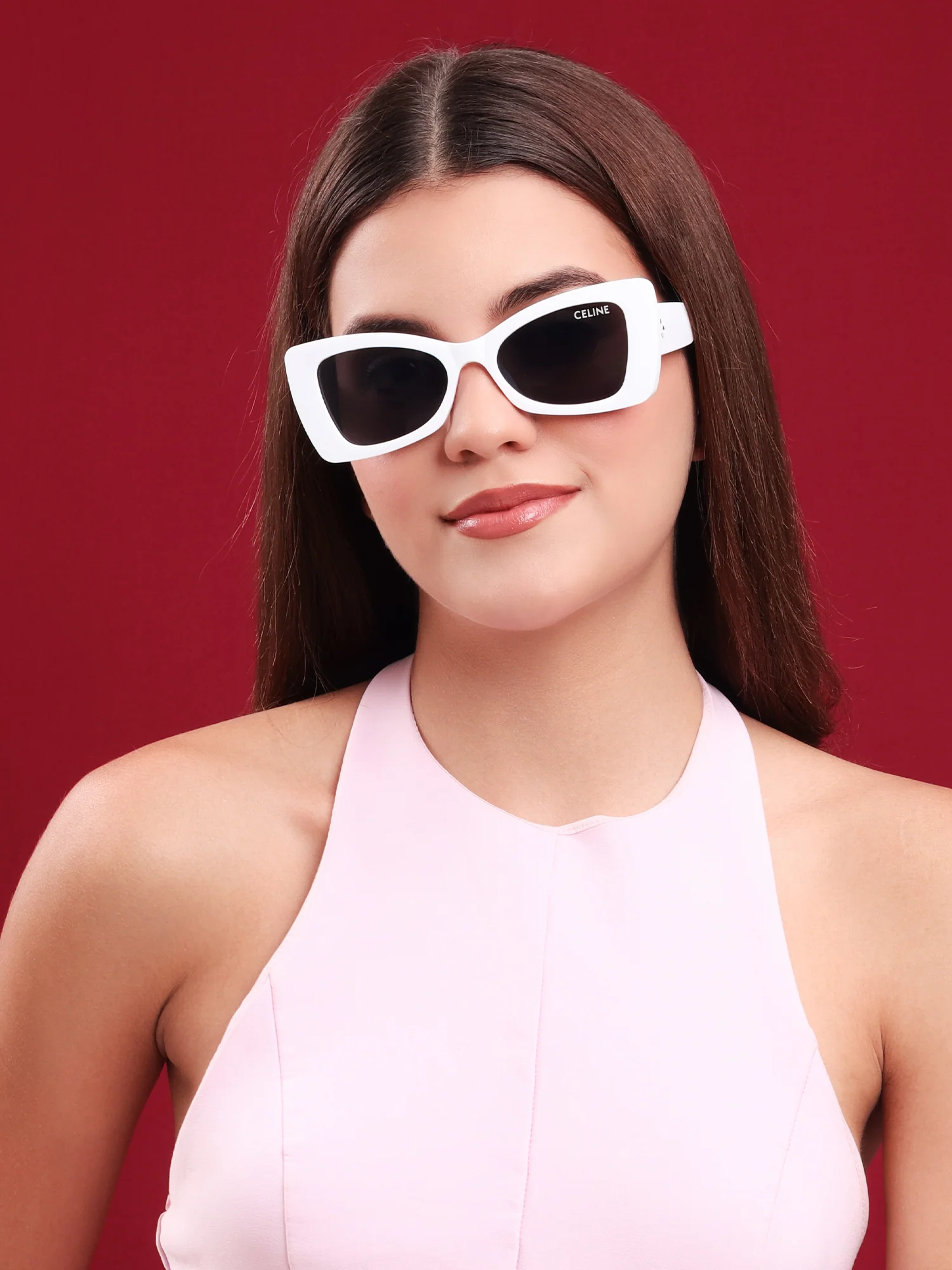 Celine Oversized White Cat-Eye Sunglasses - Image 5