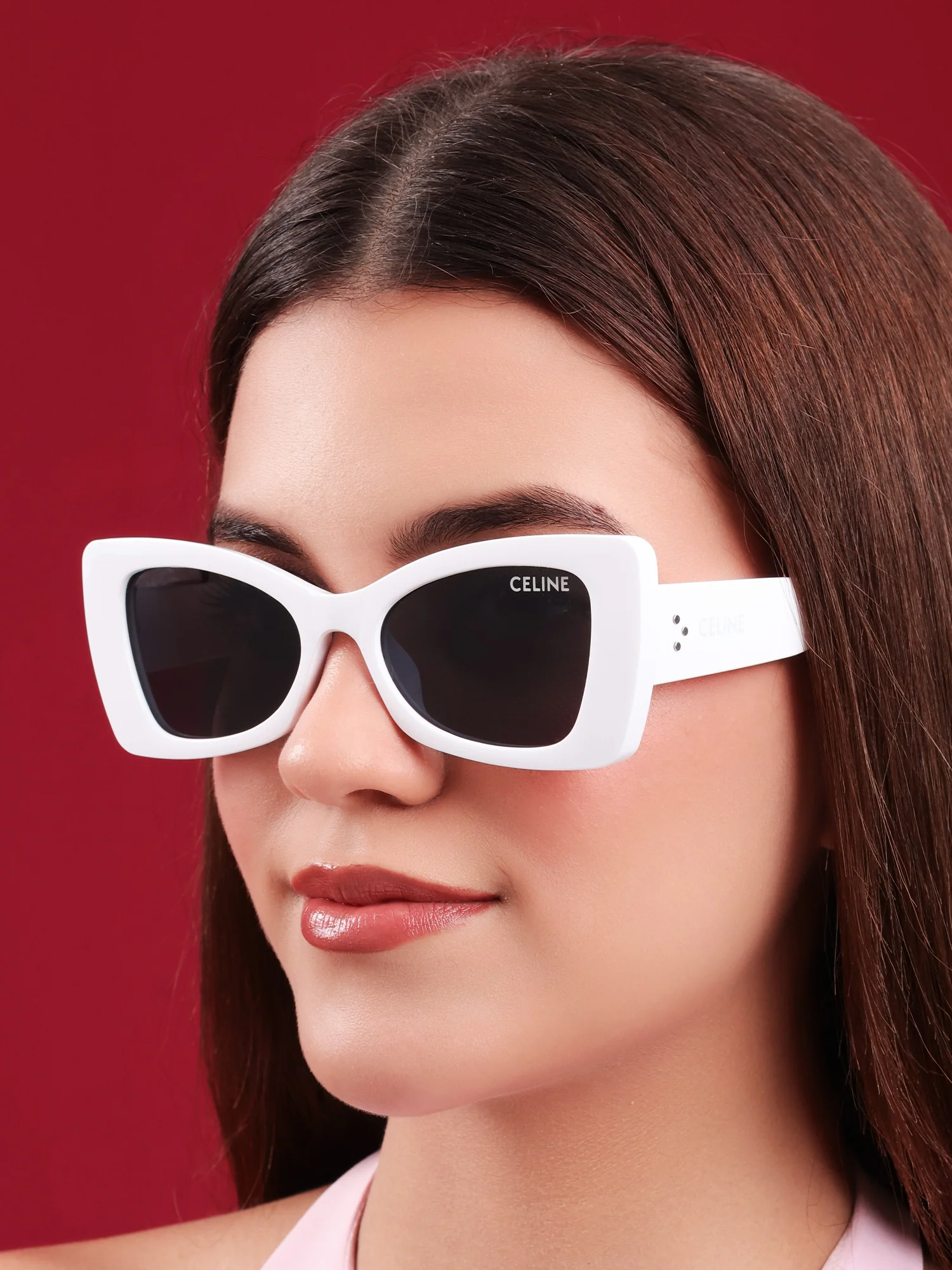 Celine Oversized White Cat-Eye Sunglasses - Image 6