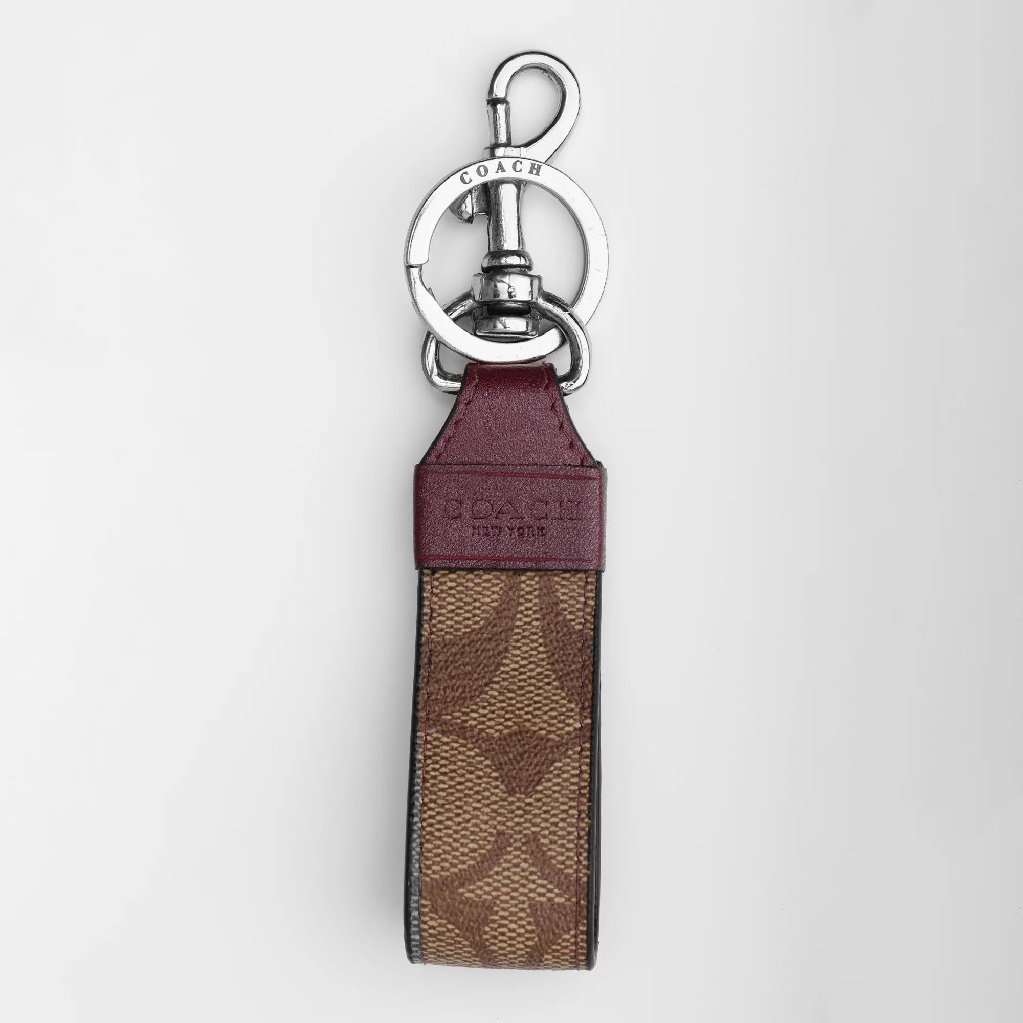 Maroon Leather Accent Keychain - Image 4
