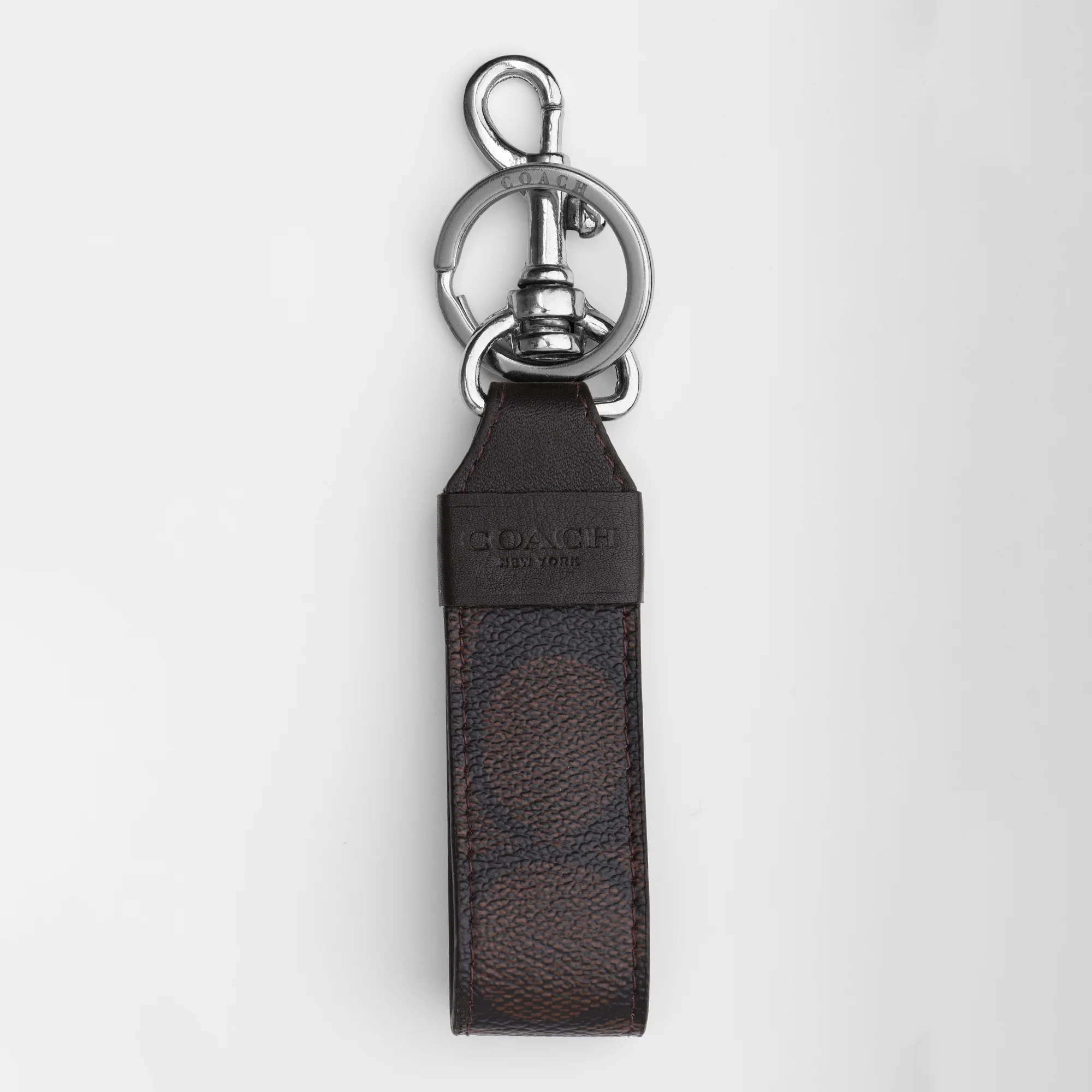 Signature Brown Leather Keychain - Image 3